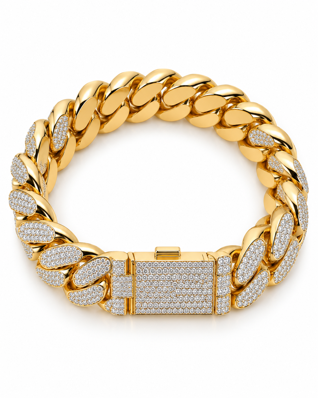 Iced Out Two Tone Cuban Link Bracelet | Custom Hip Hop Jewelry