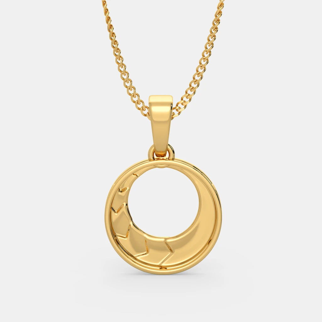 Textured Circular Gold Circle Pendant