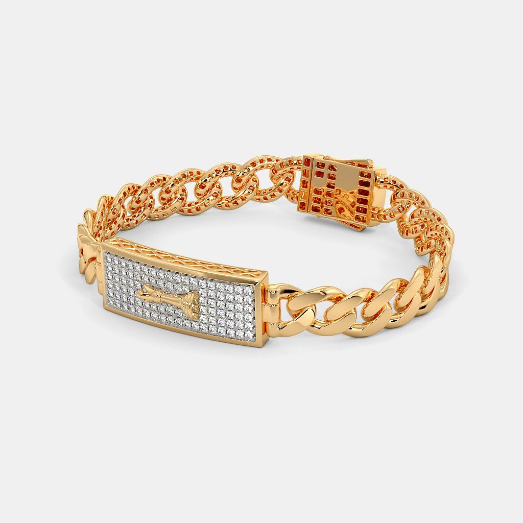 Chess King ID Plate Diamond Cuban Bracelet