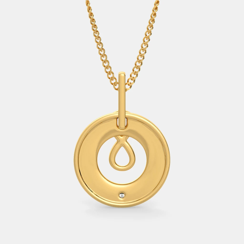 Infinity Loop Black Enamel Diamond Circle Pendant