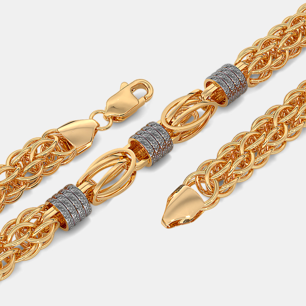 Intricate Woven Byzantine Chain with Textured Two-Tone Stations