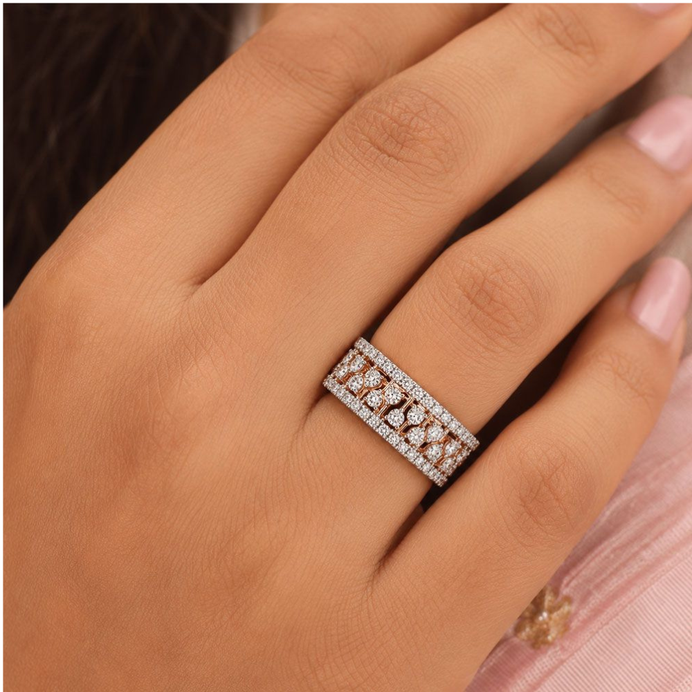 Multi-Row Pavé Wide Band Ring