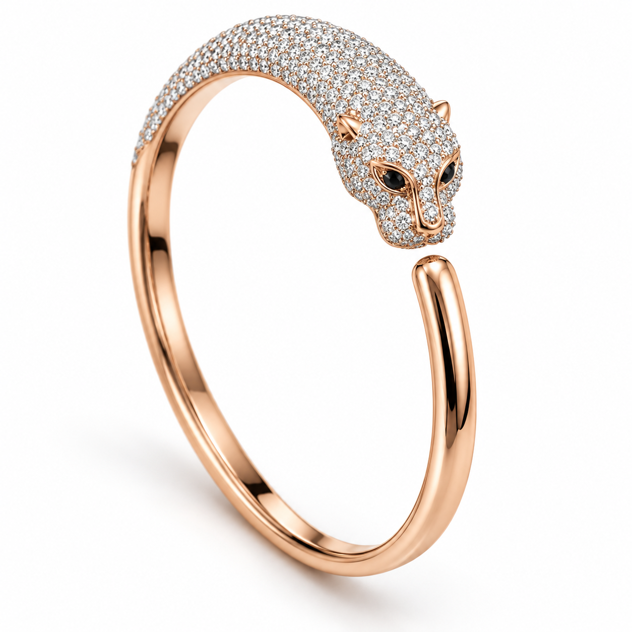 Pavé Jaguar Head Open Cuff Bracelet