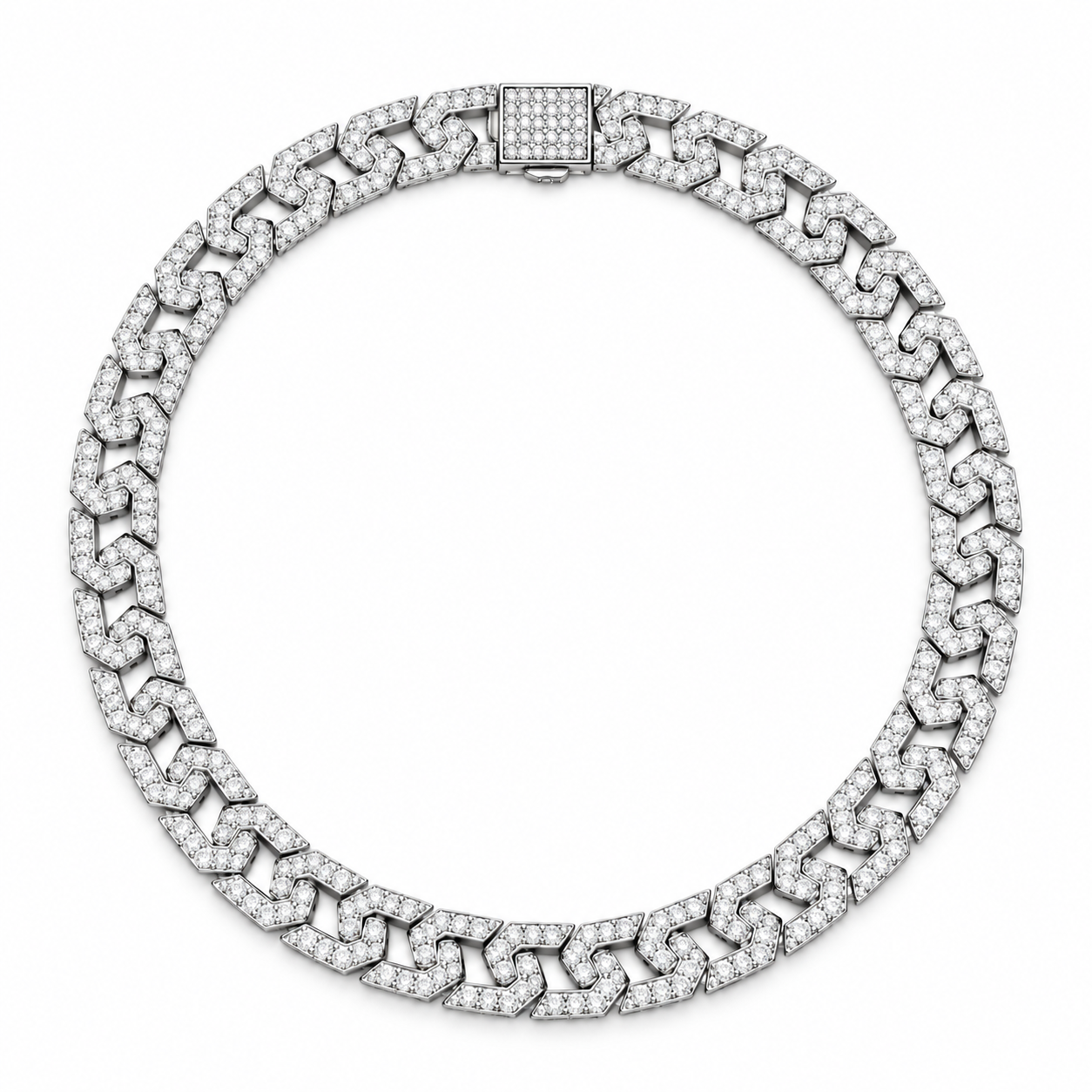 Iced Out Geometric Link Chain Necklace | Custom Hip Hop Jewelry