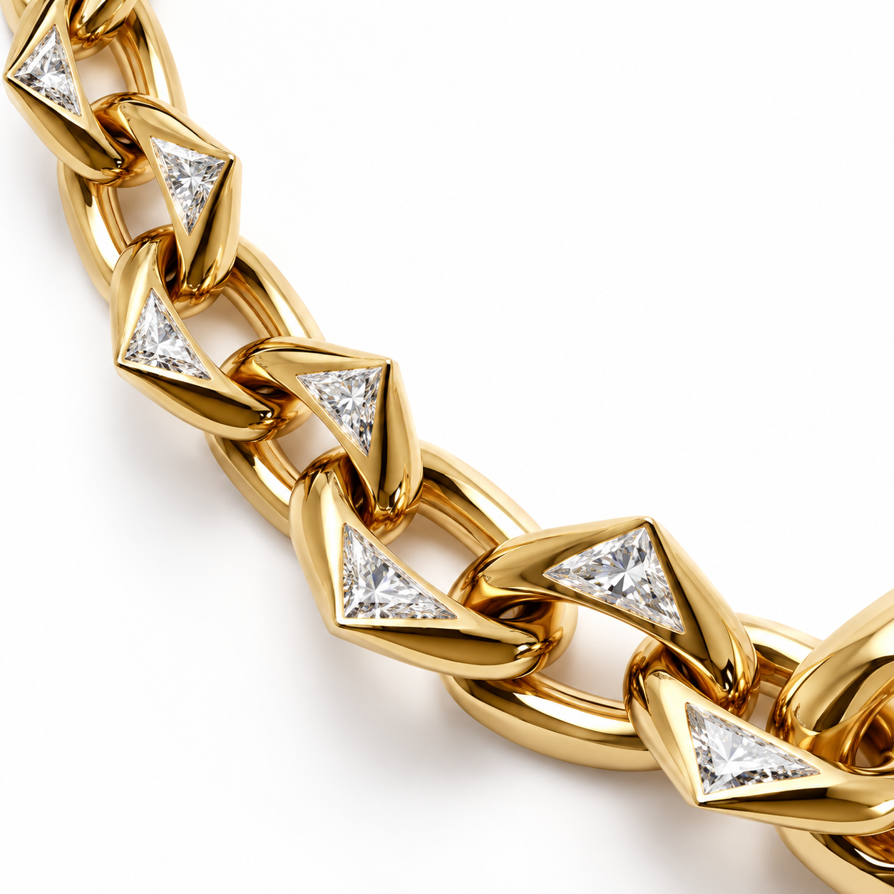 Men’s Triangle Stone Geometric Link Statement Necklace
