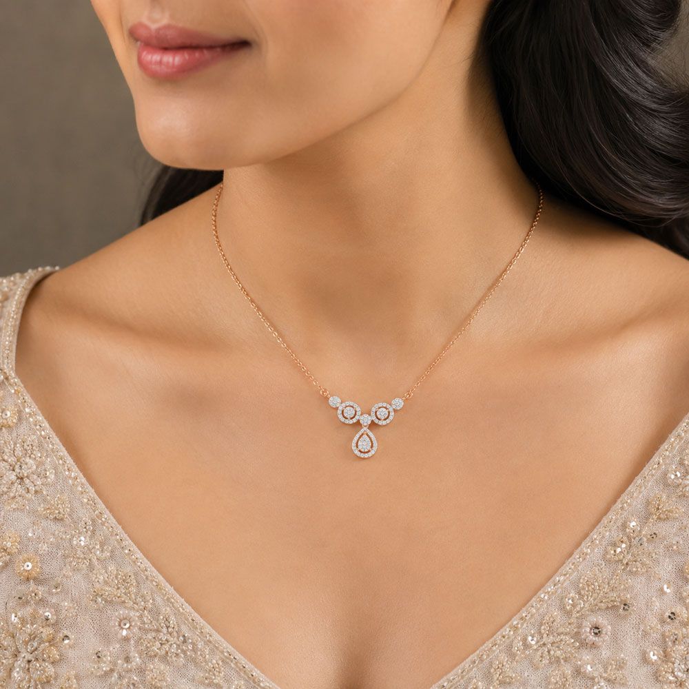 Cluster Circular & Pear Drop Necklace