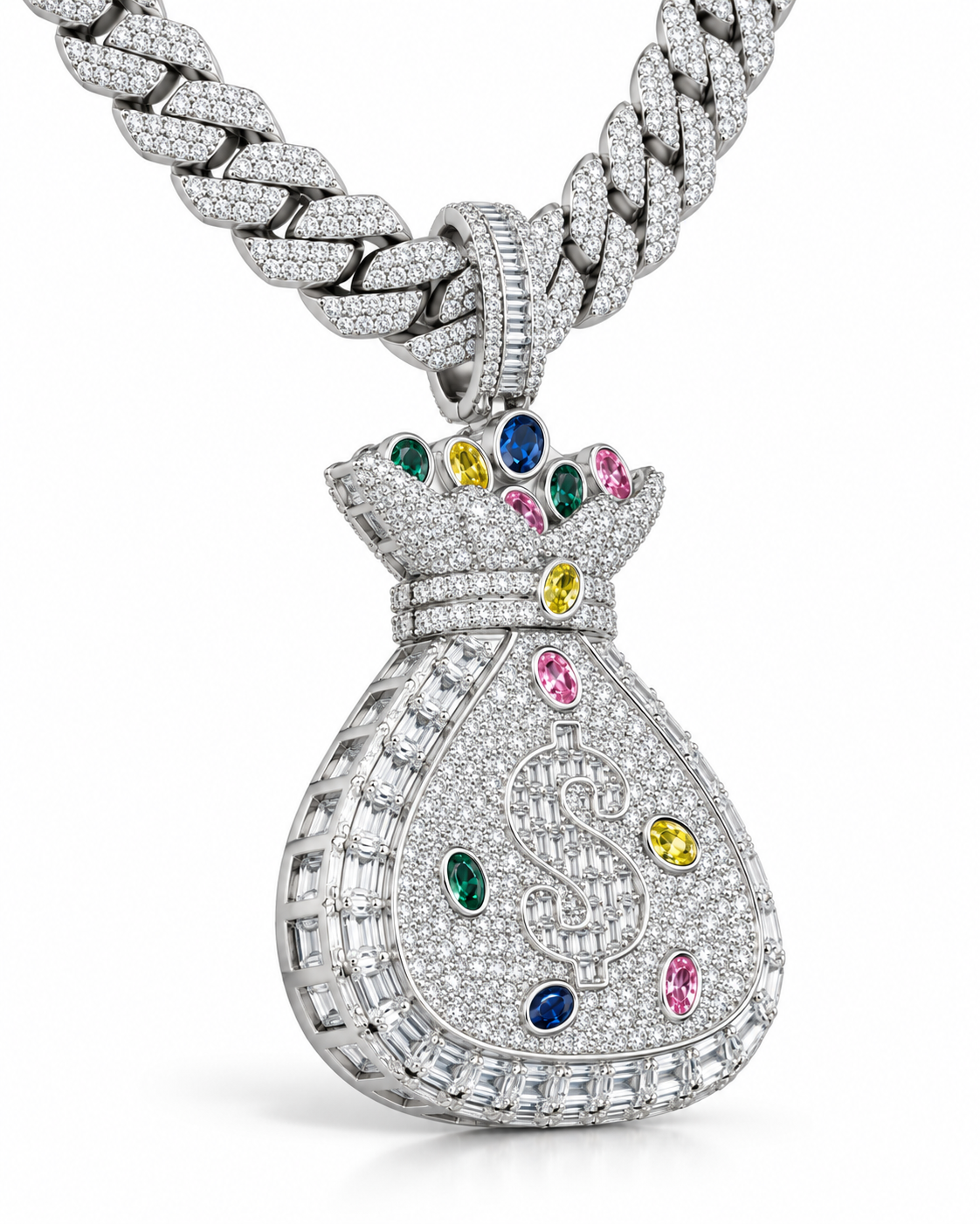 Custom Iced Out Money Bag Dollar Sign Pendant