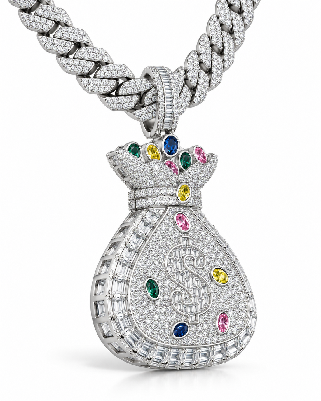 Custom Iced Out Money Bag Dollar Sign Pendant