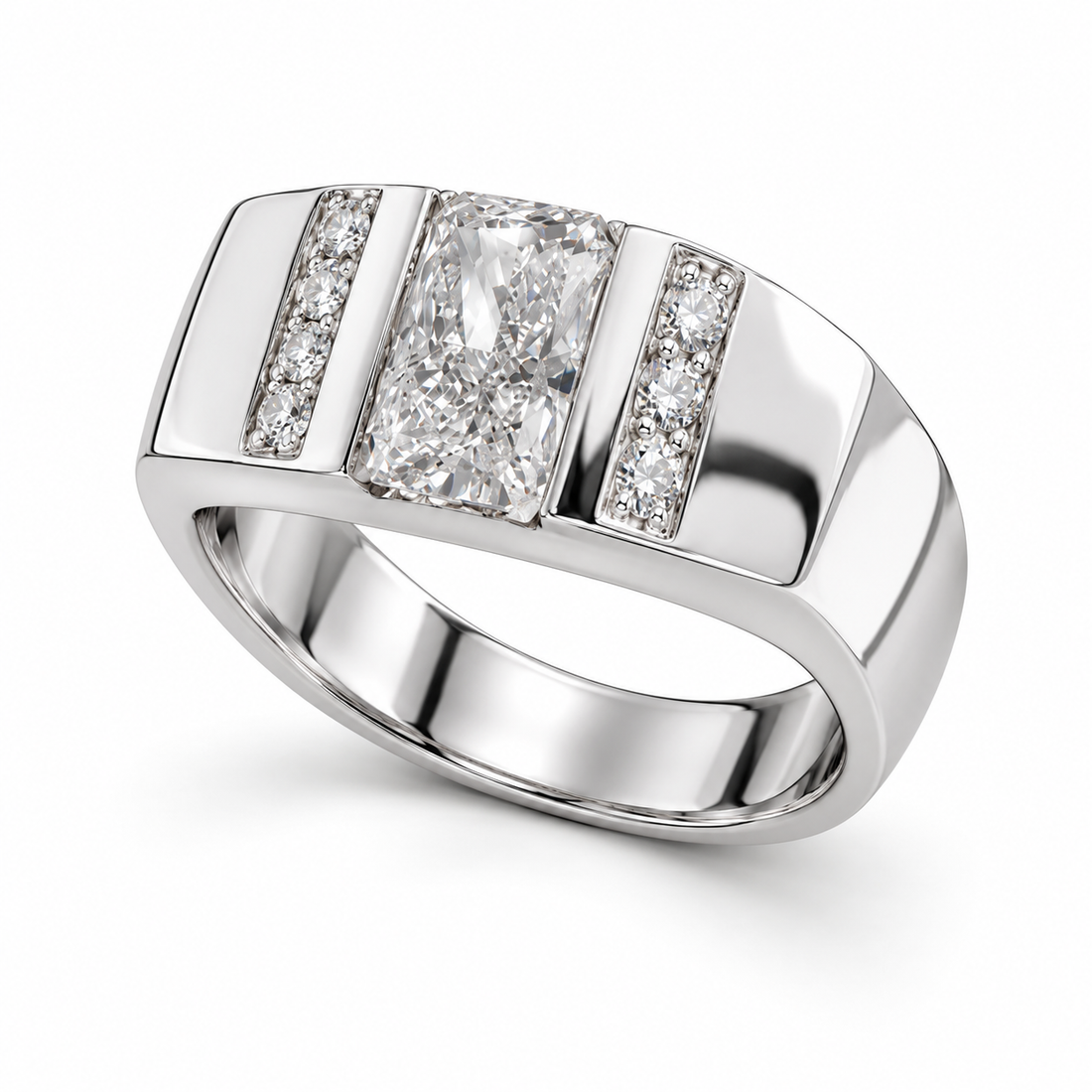 Men’s Triple-Row Round-Cut Statement Band Ring
