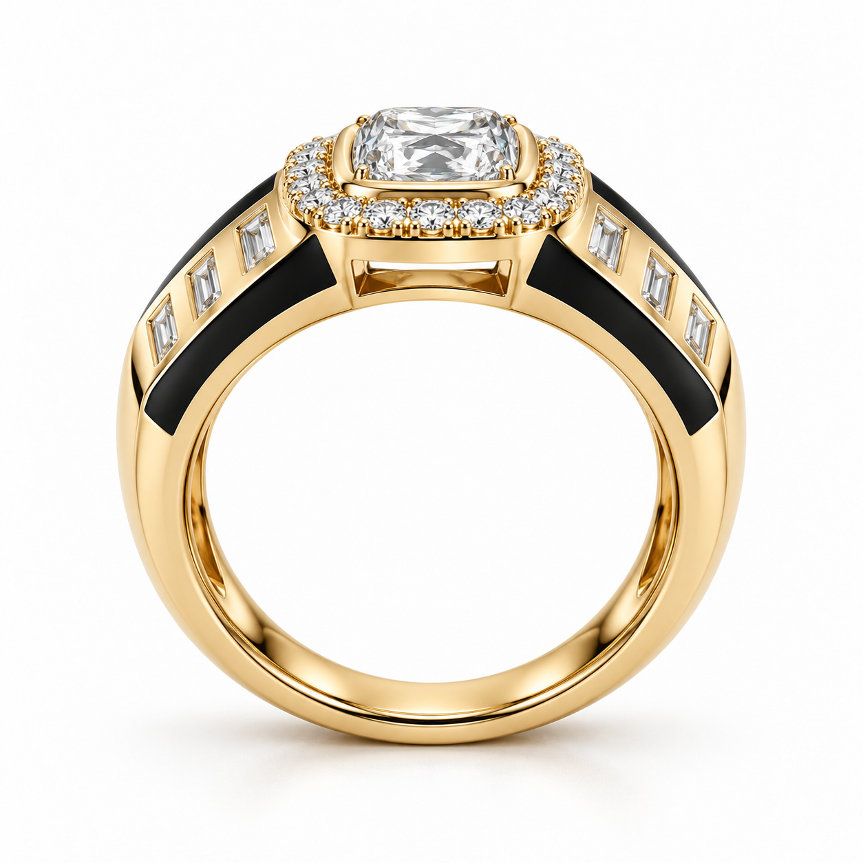Men’s Baguette-Cut Solitaire Polished Wedding Band Ring