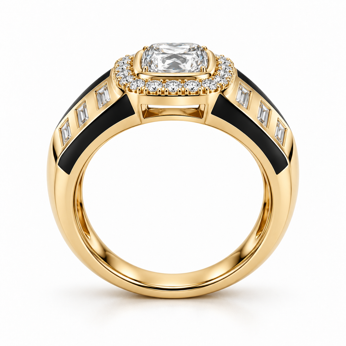 Men’s Baguette-Cut Solitaire Polished Wedding Band Ring