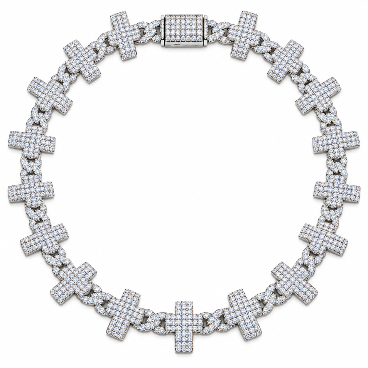 Iced Out Cross Link Chain Necklace | Custom Hip Hop Jewelry