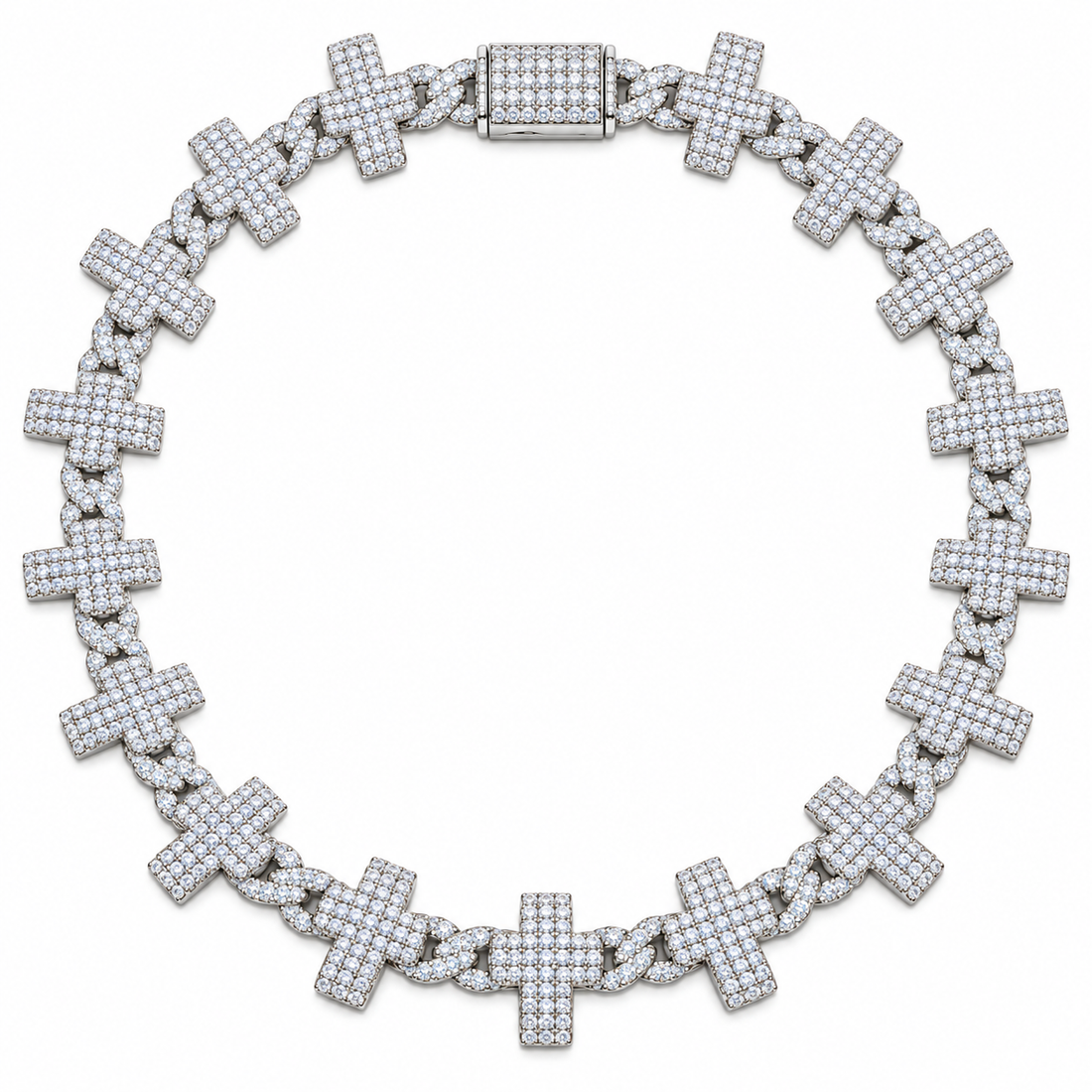 Iced Out Cross Link Chain Necklace | Custom Hip Hop Jewelry