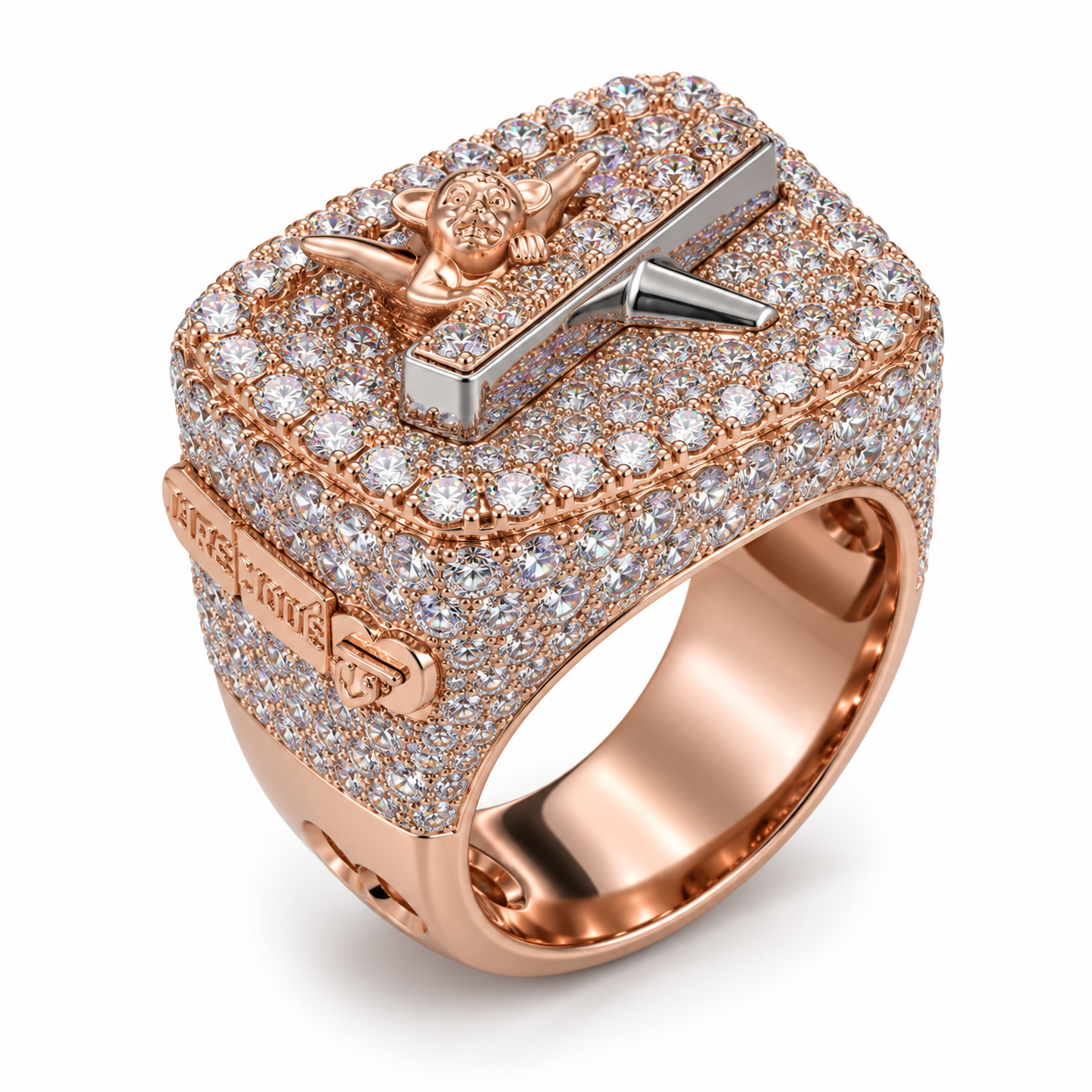 Skull & Straight Razor Barber Iced Out Hip Hop Statement Ring