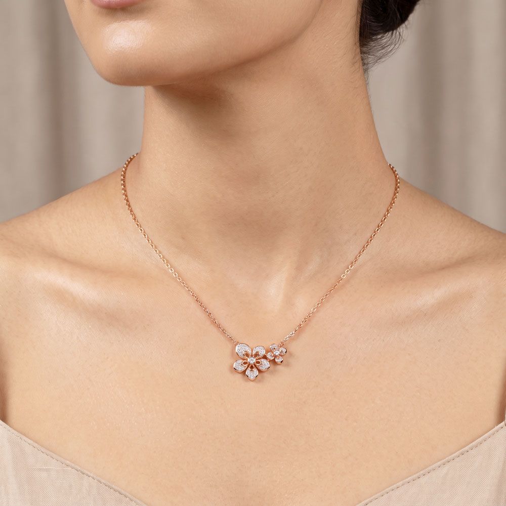 Dual Bloom Floral Bouquet Necklace