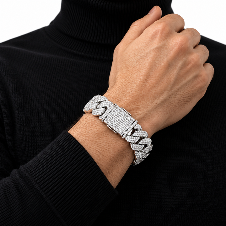 Iced Out Wide Cuban Link Bracelet | Custom Hip Hop Jewelry