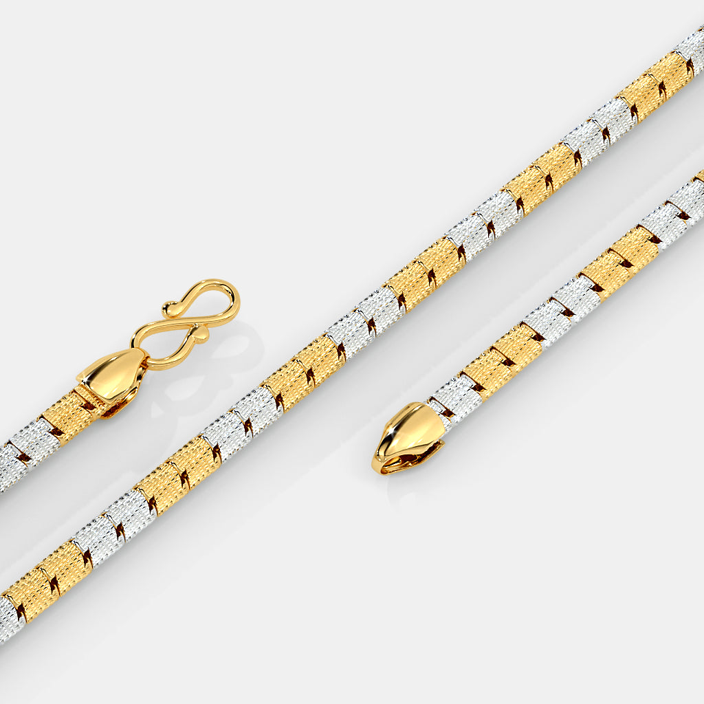 Two-Tone Dual Textured Segmented Gold Chain
