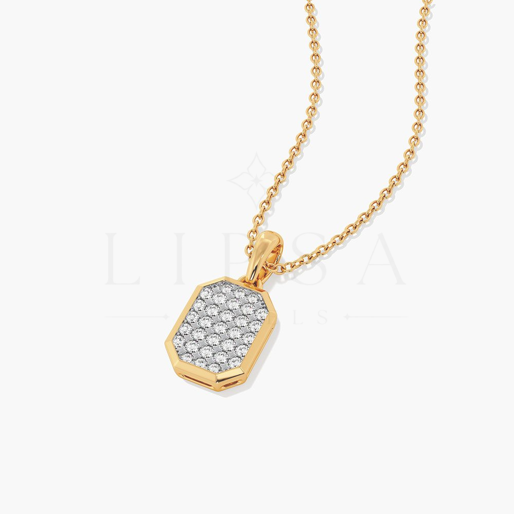 Octagon Pavé Tag Pendant