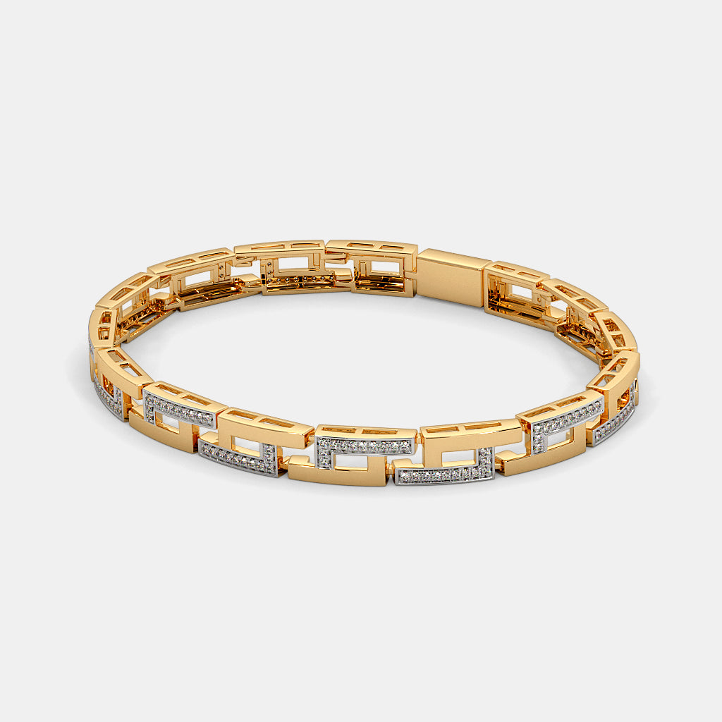 Greek Key Diamond Two-Tone Gold Bracelet