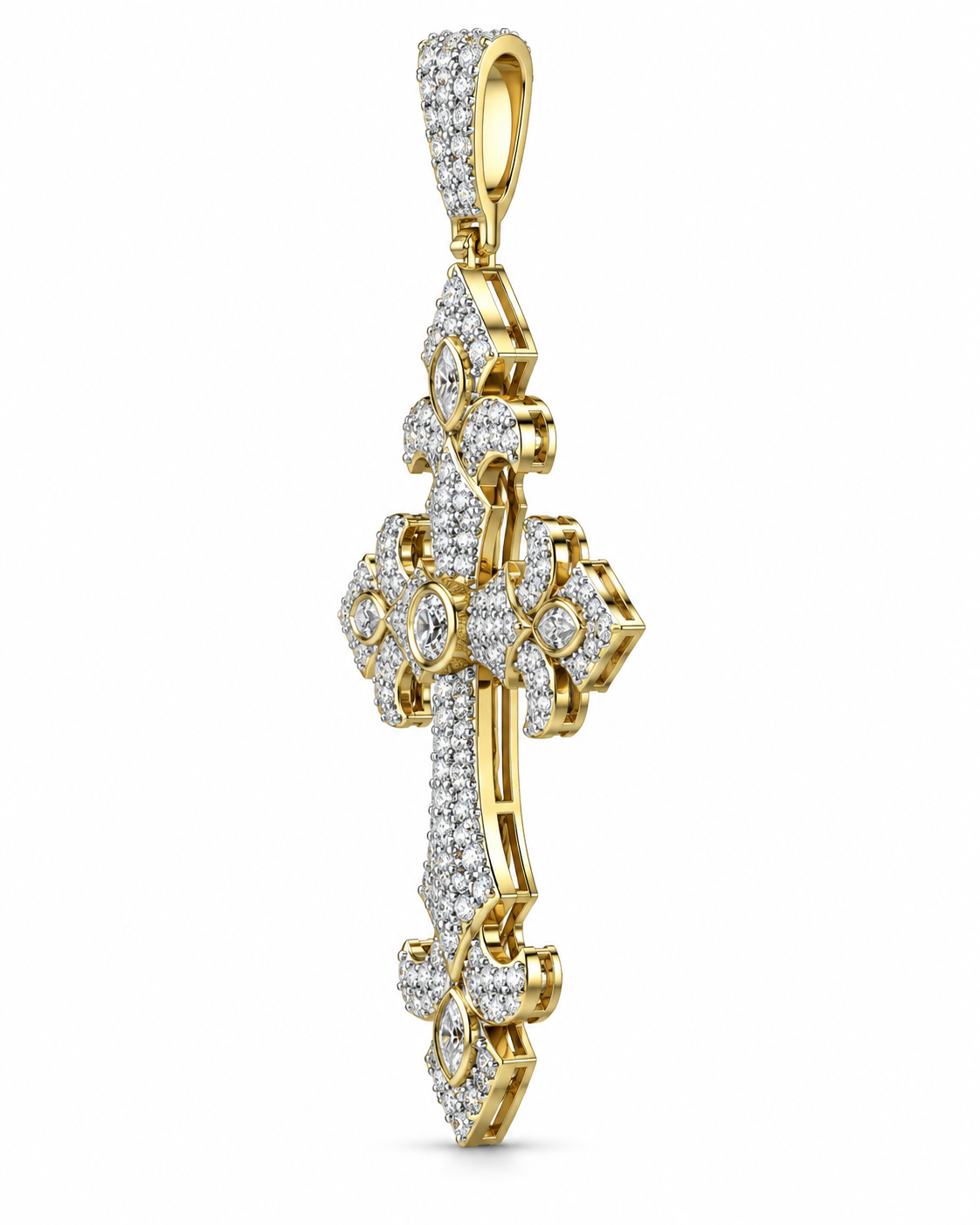 Custom Iced Out Fleur-de-Lis Cross Pendant | Made to Order