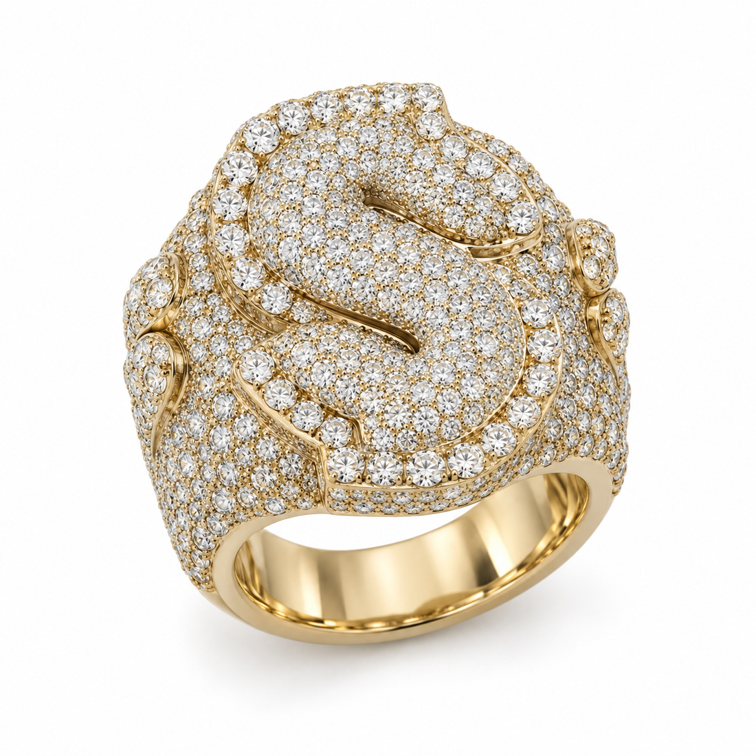 Letter S Iced Out Hip Hop Initial Statement Ring