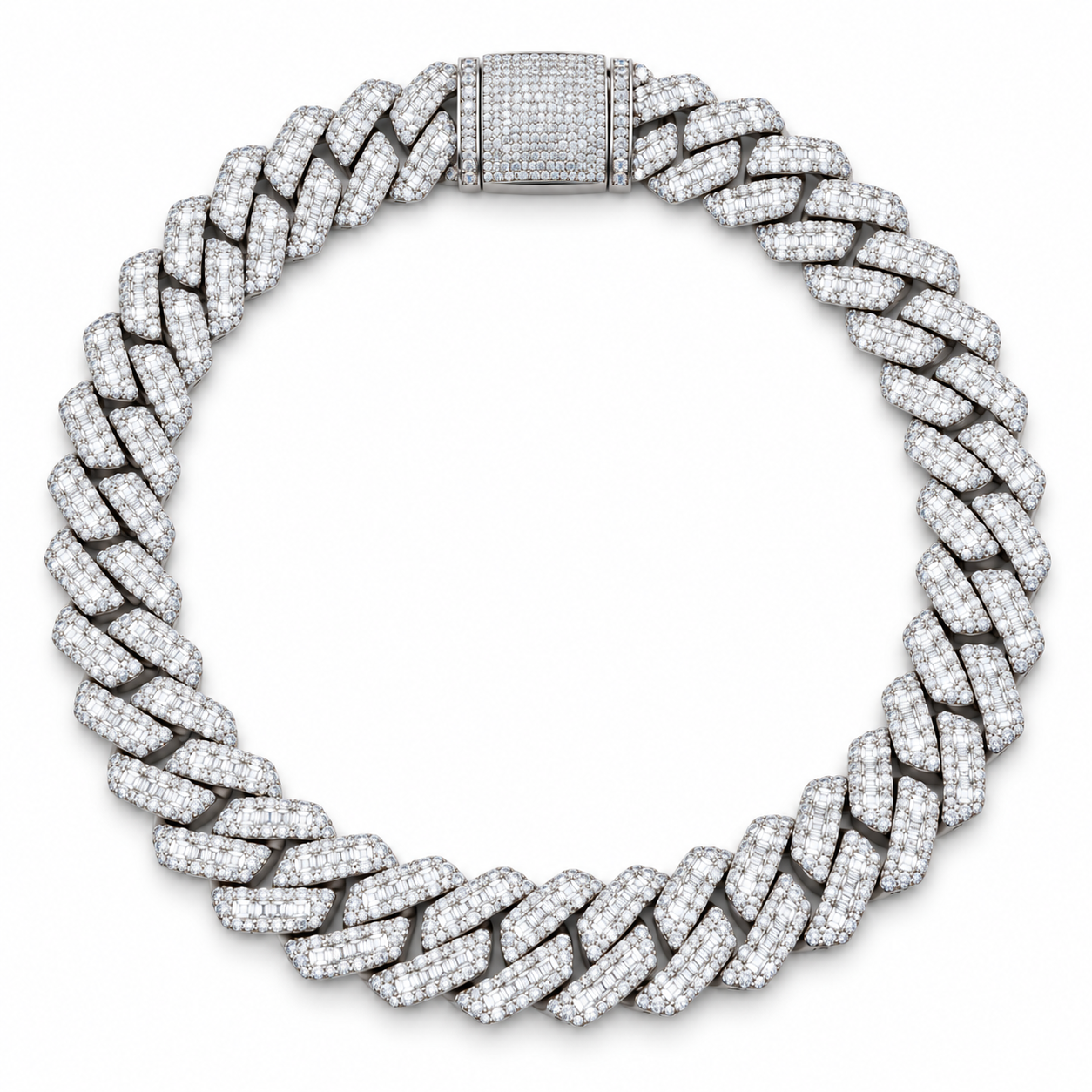Custom Iced Out Baguette Cuban Link Chain Necklace