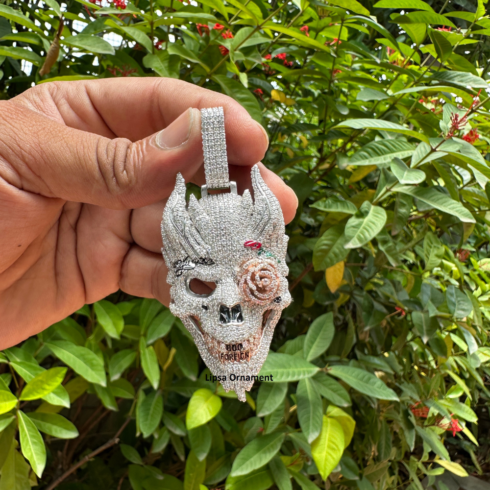 Custom Iced-Out Skull Mask Diamond Hip-Hop Pendant
