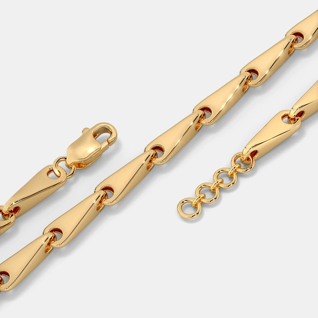 Modern Tapered Teardrop Link Gold Chain