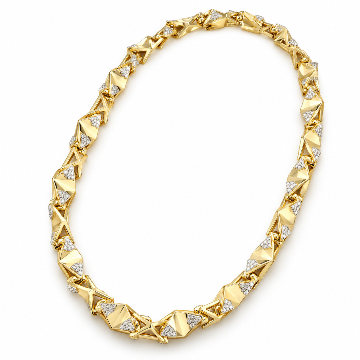 Geometric Triangle Pavé Gold-Tone Statement Necklace