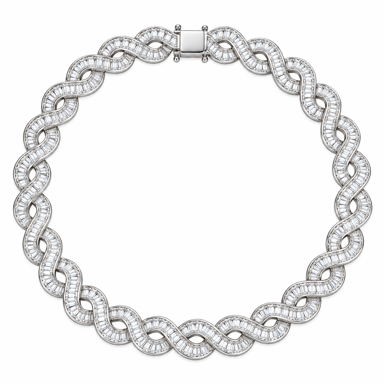 Custom Iced Out Baguette Infinity Link Chain Necklace