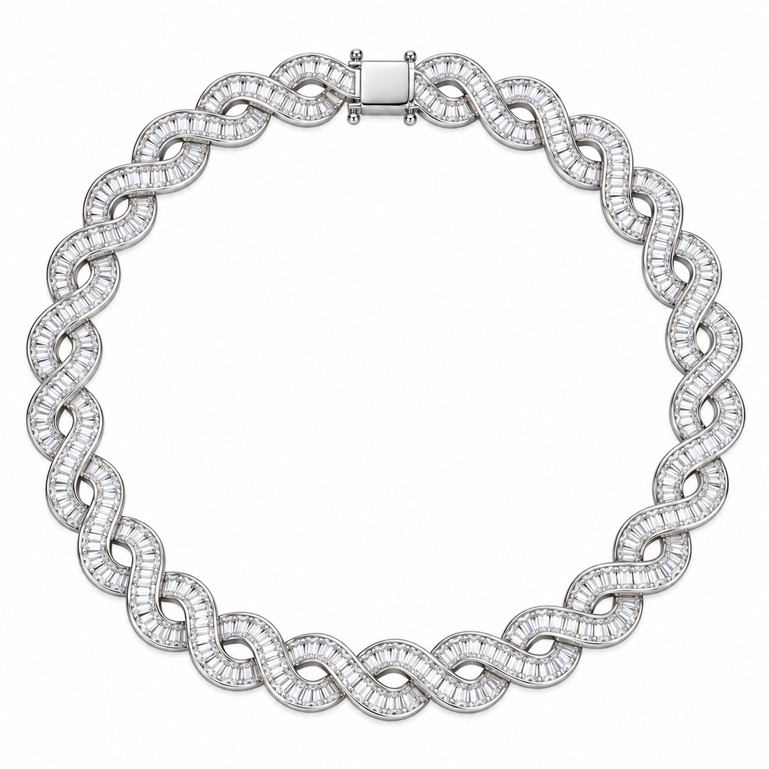Custom Iced Out Baguette Infinity Link Chain Necklace