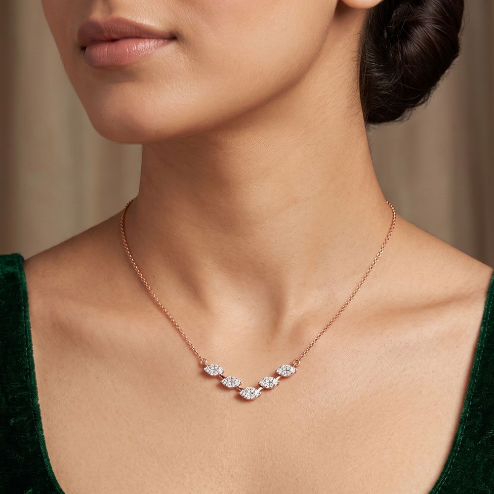 Marquise Chevron Bar Necklace