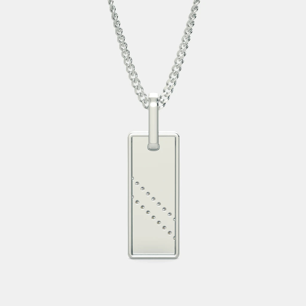 Two-Tone Diagonal Diamond Dog Tag Pendant
