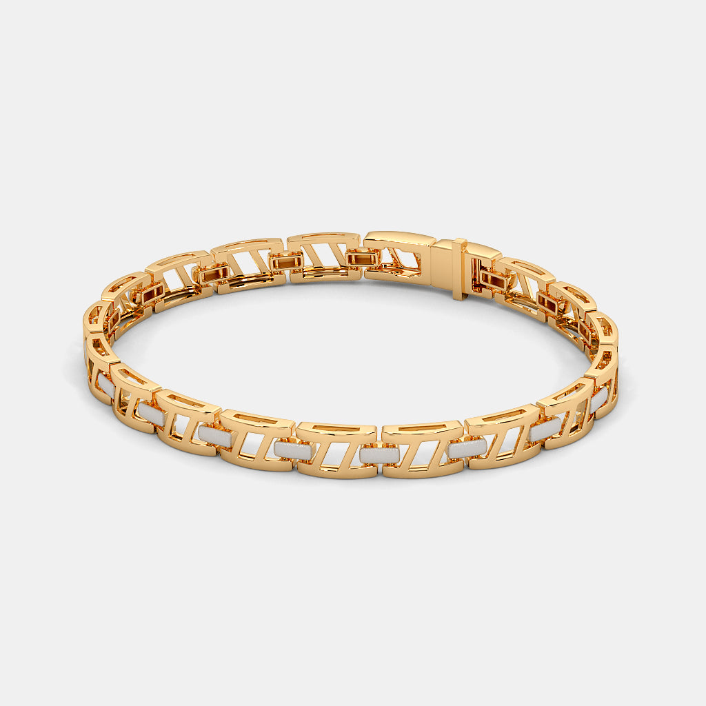Two-Tone Geometric Open-Link Gold Bracelet