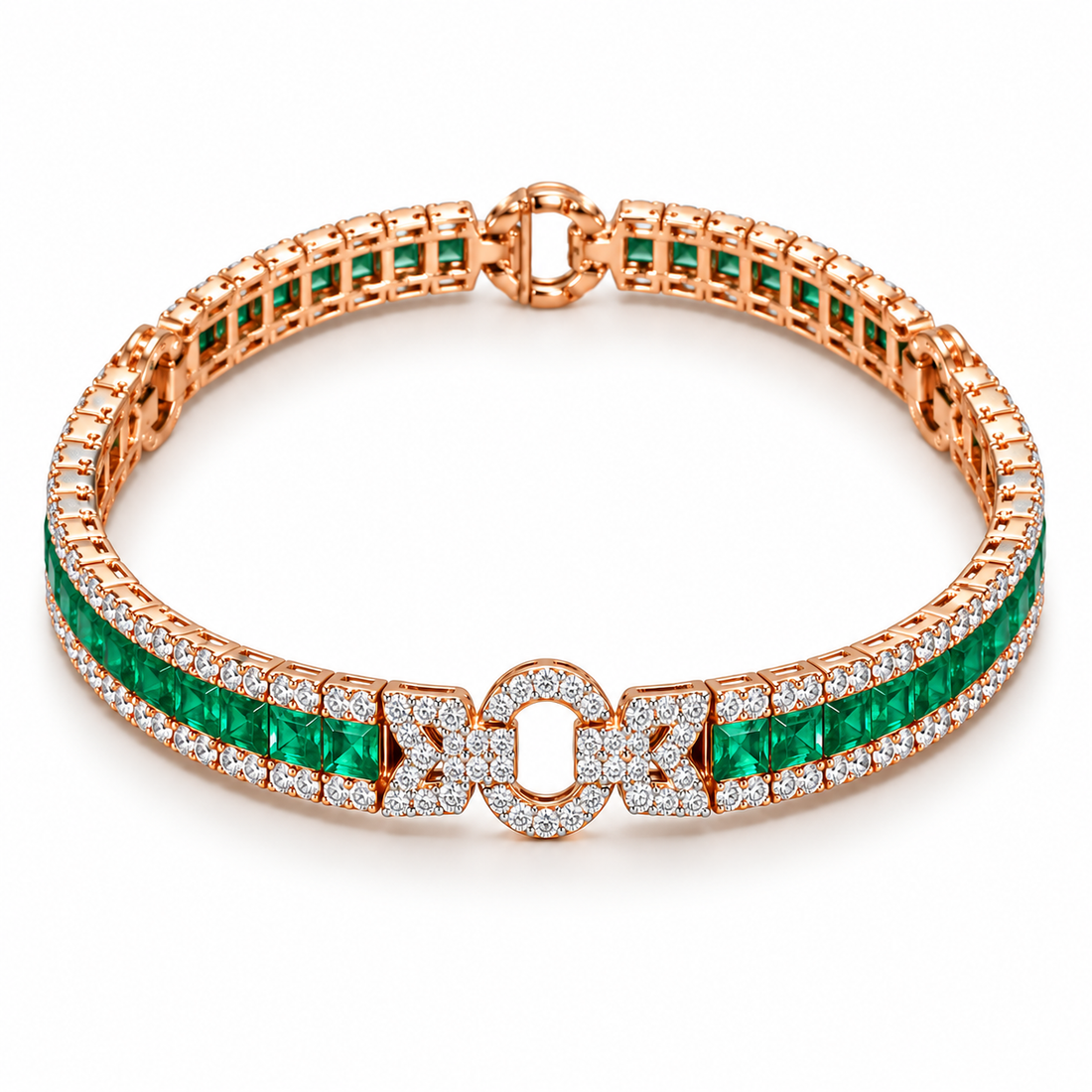 Custom Green Gemstone Geometric Bracelet | Made to Order