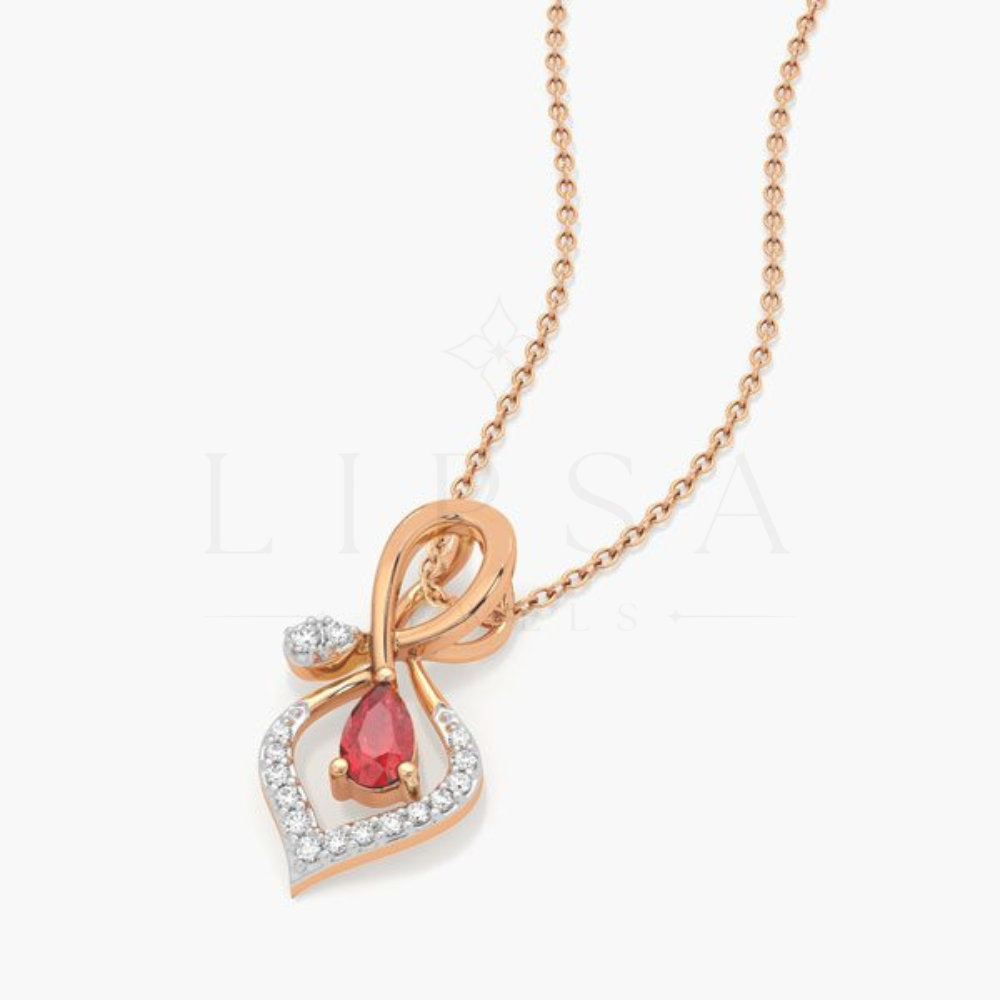Pear Ruby Ribbon Pendant