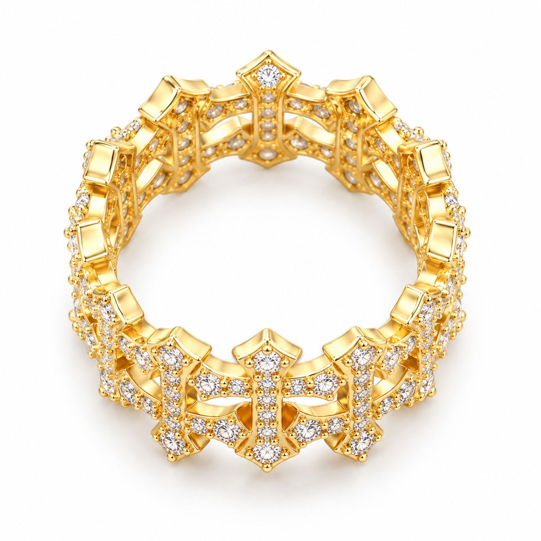Iced Out Gothic Cross Eternity Band Ring