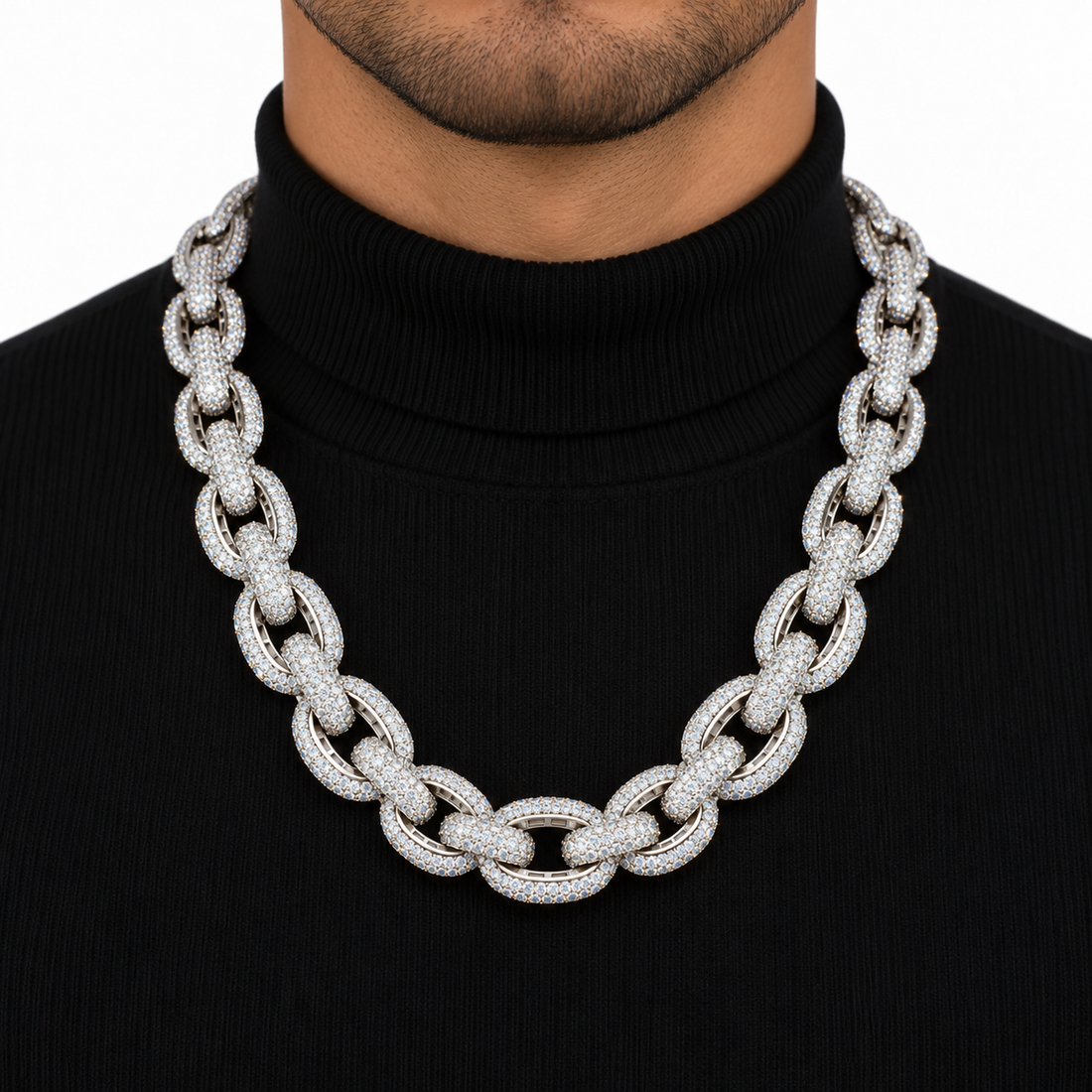 Iced Out Oval Link Chain Necklace | Custom Hip Hop Jewelry