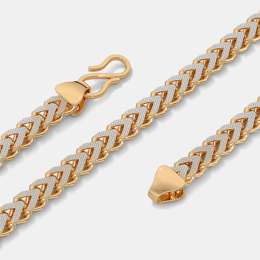 Two-Tone Textured Herringbone Weave Gold Chain