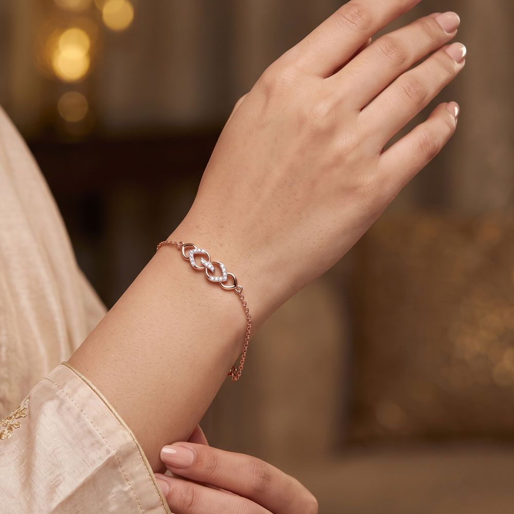 Interlocking Infinity Heart Chain Bracelet