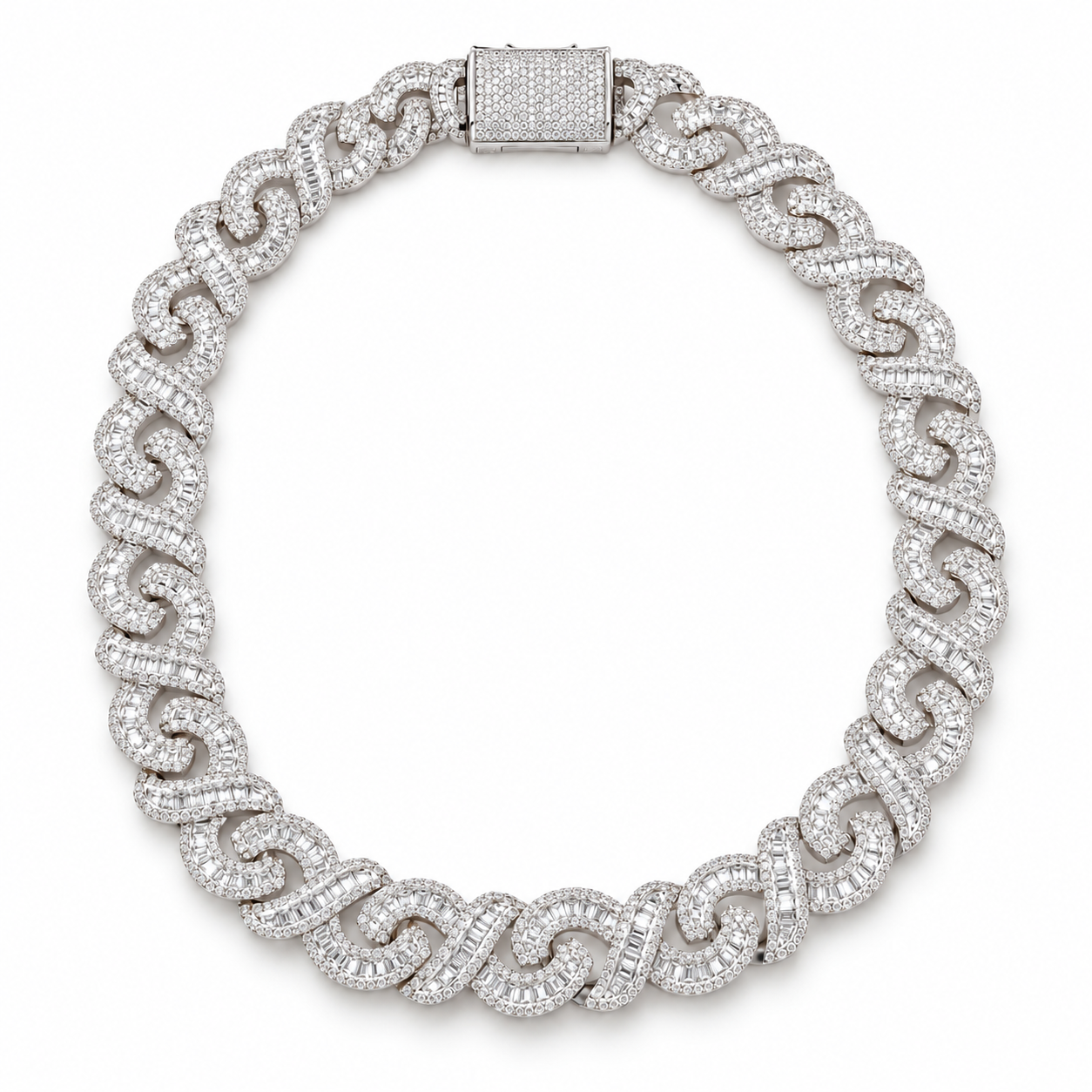 Iced Out Baguette S Link Chain Necklace | Custom Hip Hop Jewelry