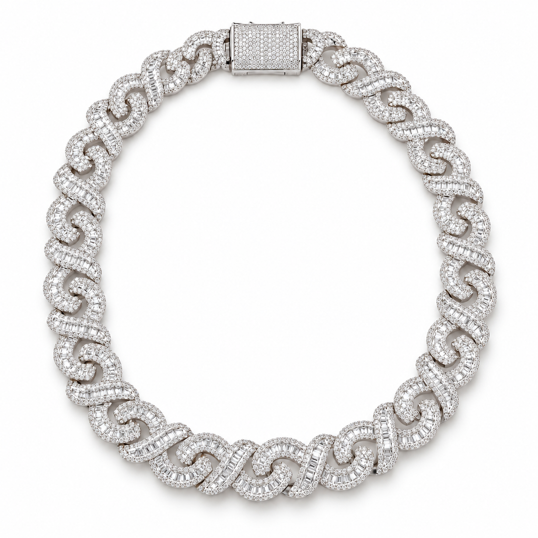 Iced Out Baguette S Link Chain Necklace | Custom Hip Hop Jewelry