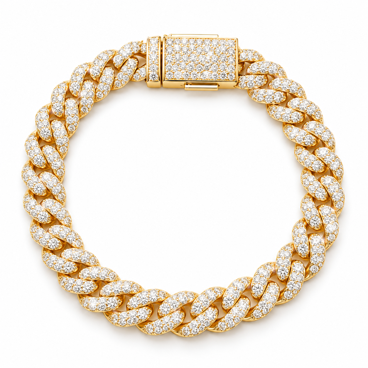 Iced Out Gold Cuban Link Bracelet | Custom Hip Hop Jewelry