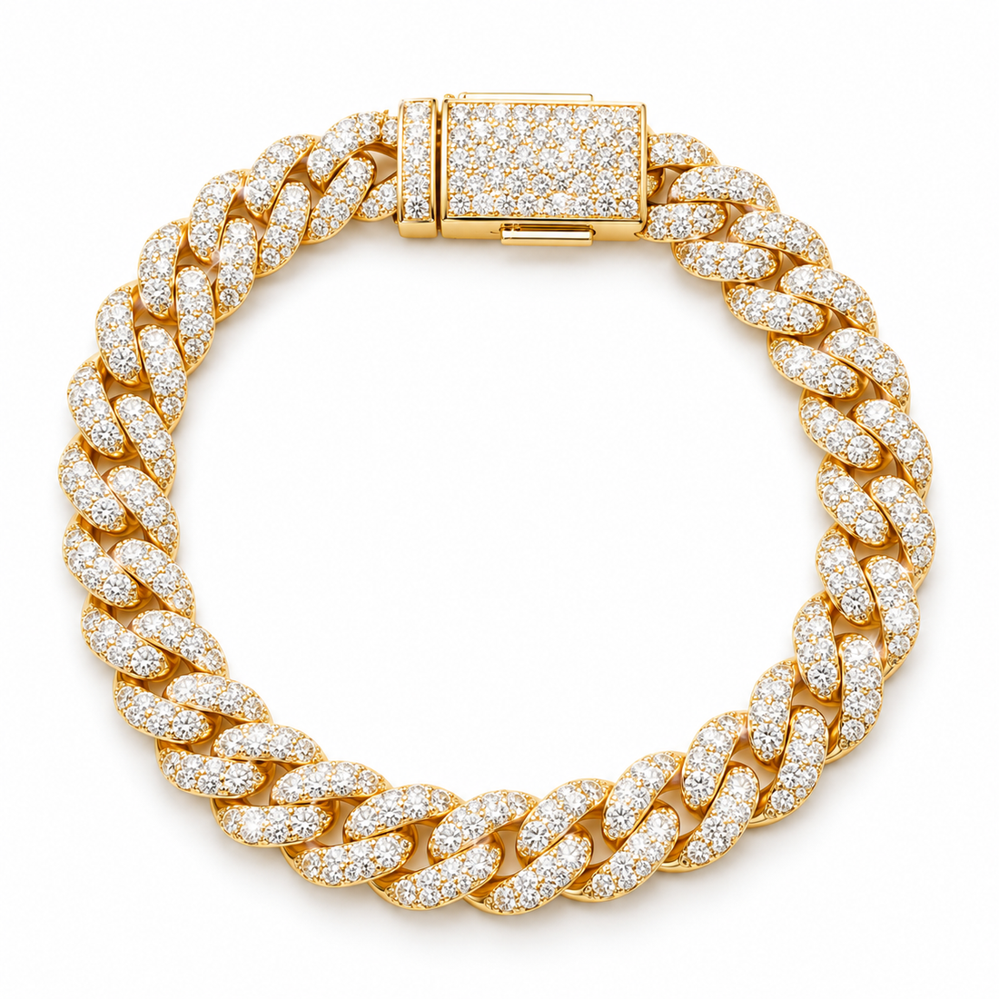 Iced Out Gold Cuban Link Bracelet | Custom Hip Hop Jewelry