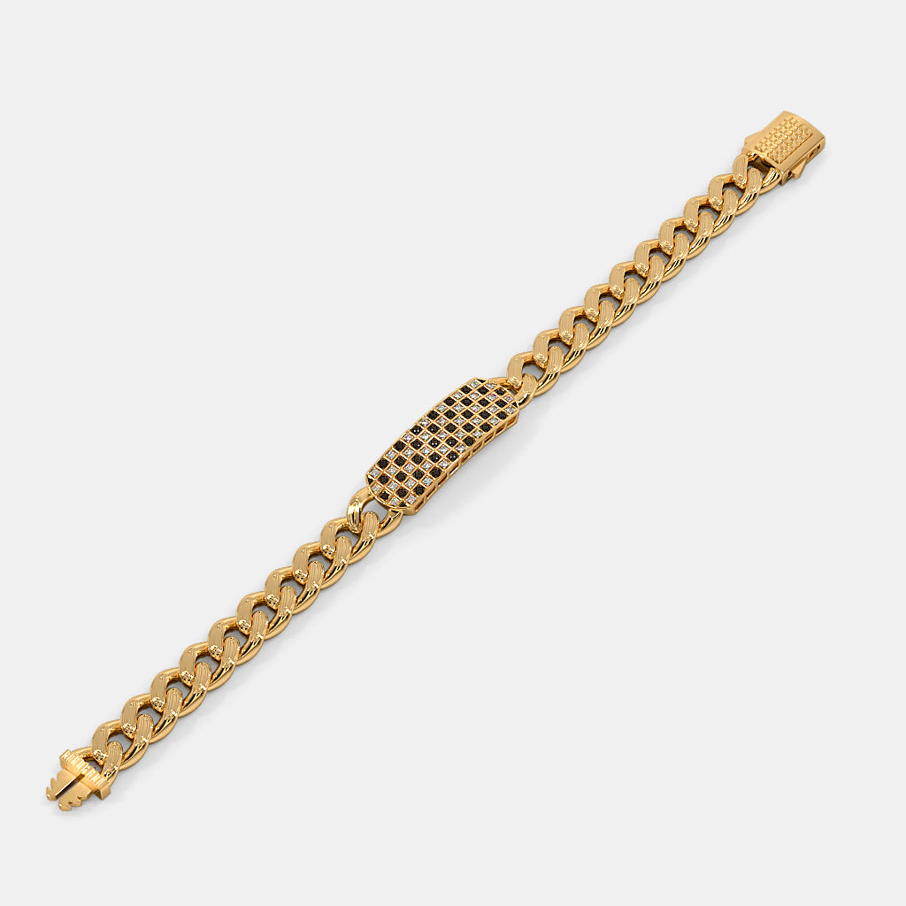 Checkerboard Black and White Diamond Cuban ID Bracelet