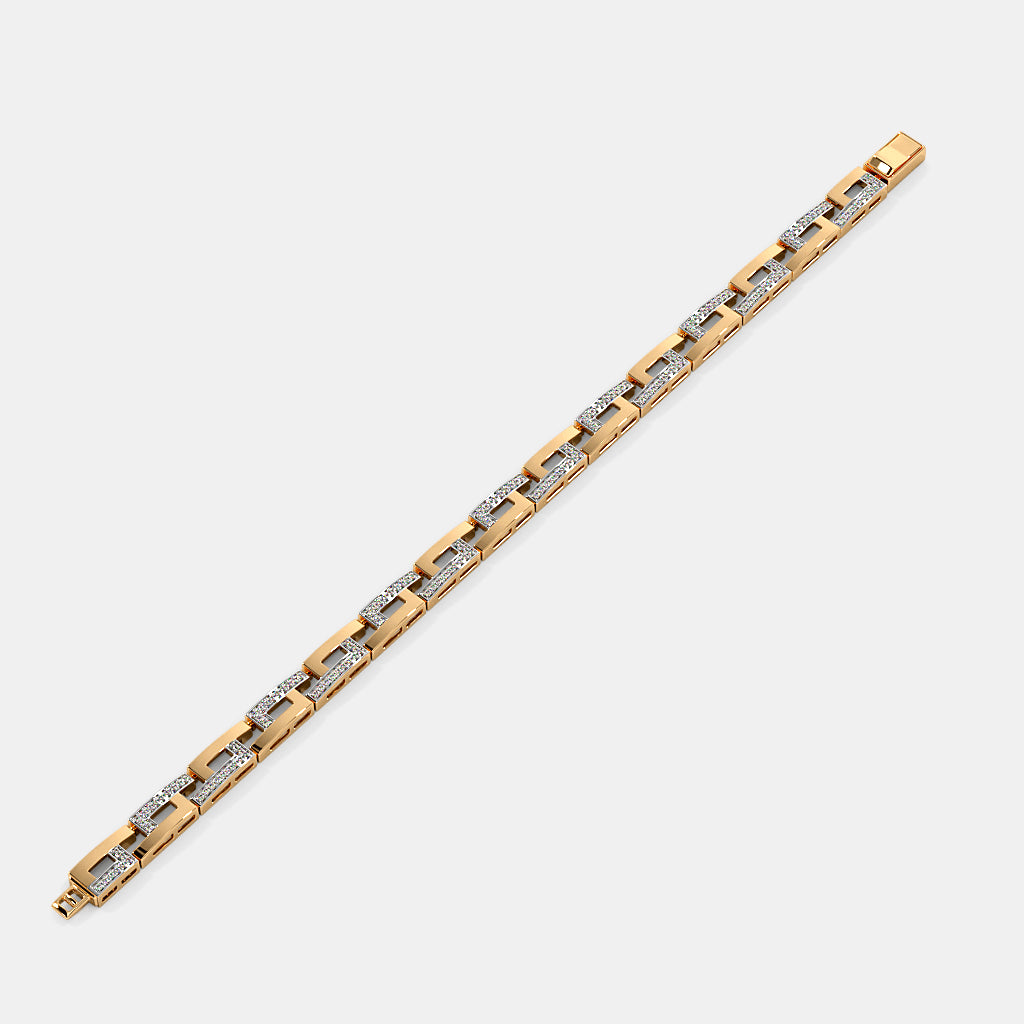 Greek Key Diamond Two-Tone Gold Bracelet