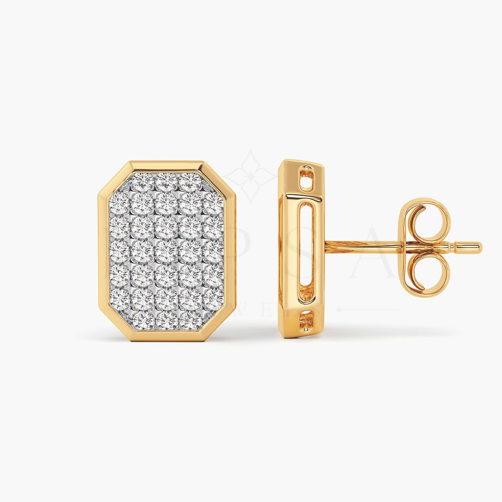 Octagon Pavé Cluster Stud Earrings