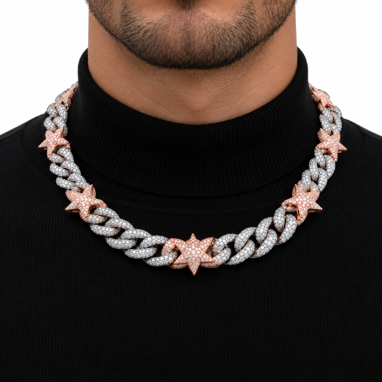 Iced Out Star Cuban Link Necklace | Custom Hip Hop Jewelry
