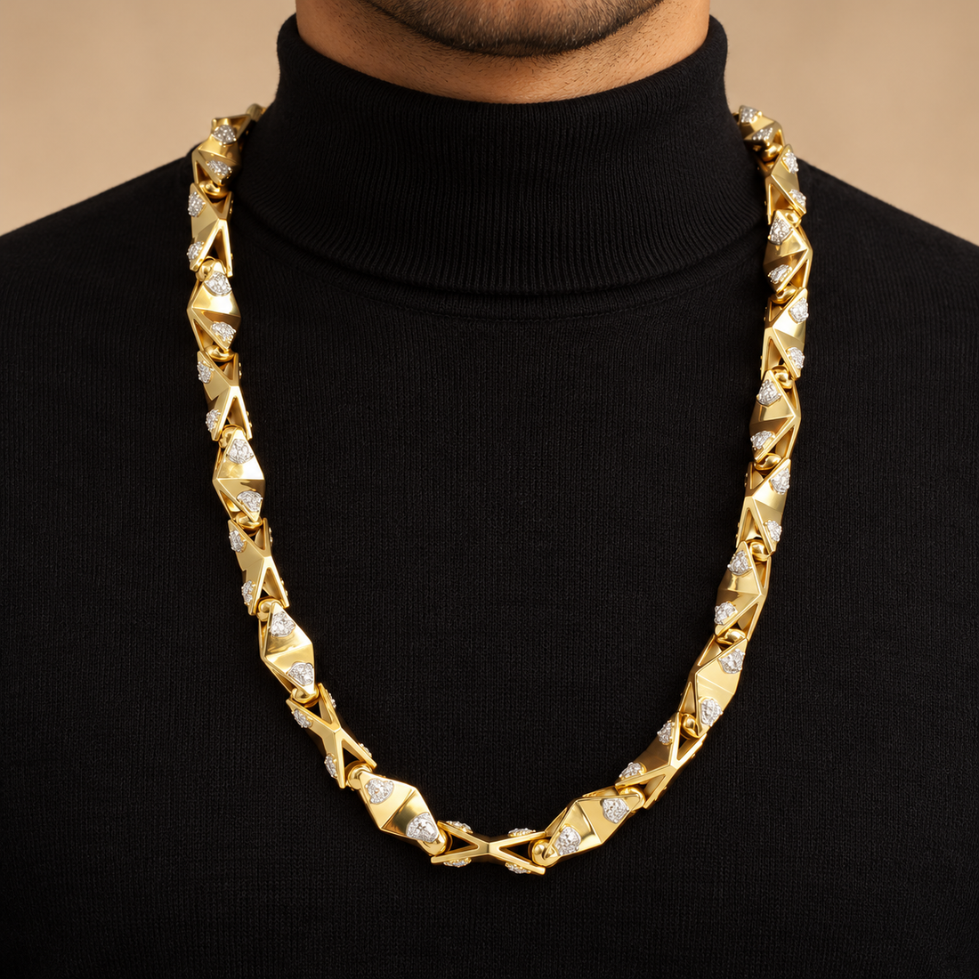 Geometric Triangle Pavé Gold-Tone Statement Necklace