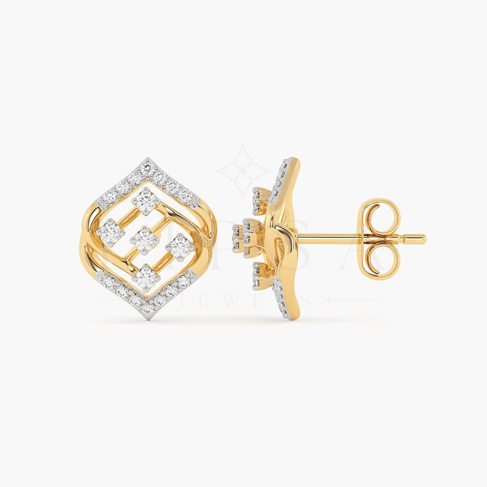 Round Moissanite Stud Earrings in 14K Gold